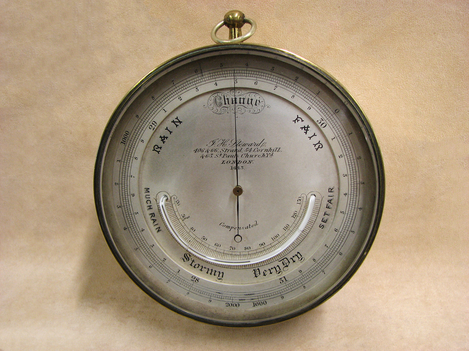 J. H. Steward 19th century barometer with thermometer